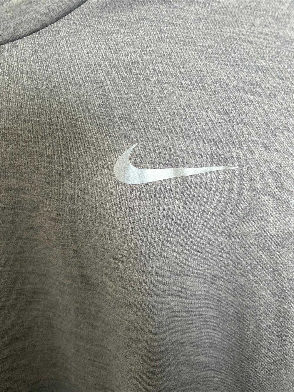 Nike Women's Grey Short-Sleeve Performance Tee with White Swoosh